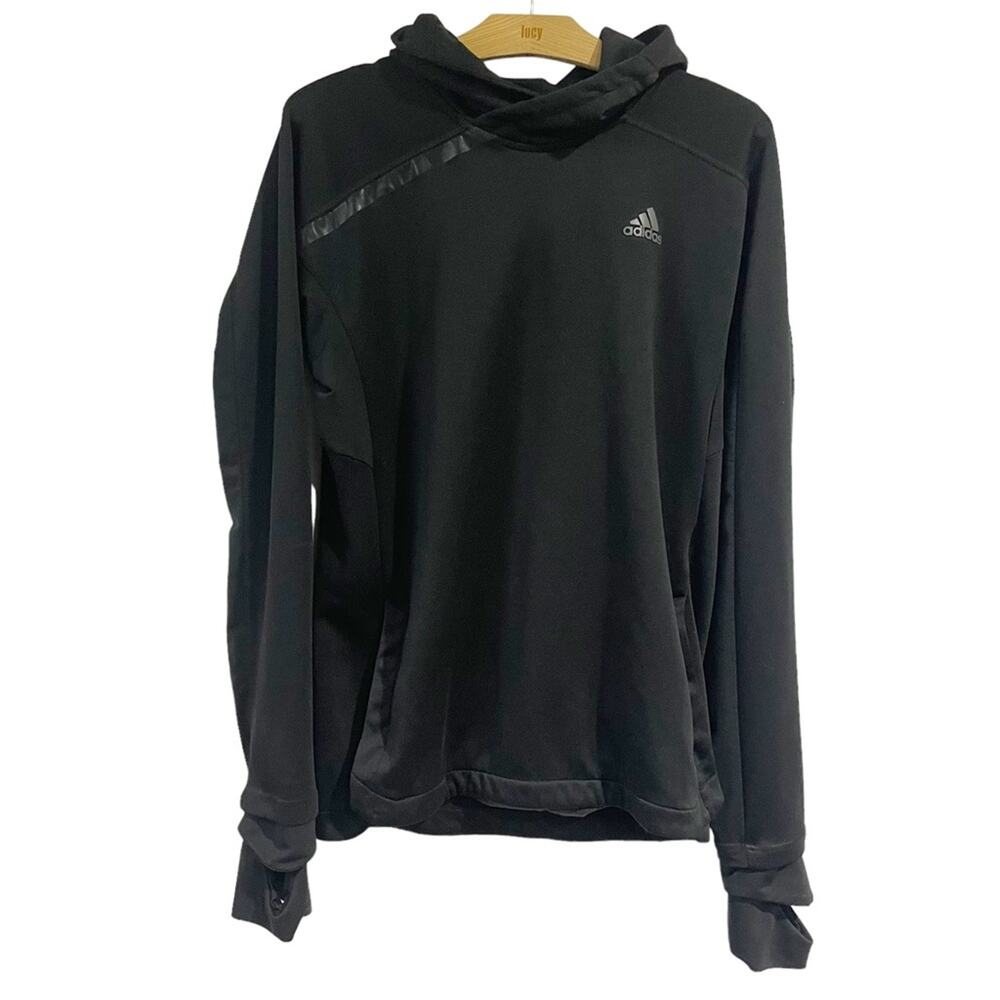 Adidas Women Black Pullover Hoodie Medium Side‎ Buttons